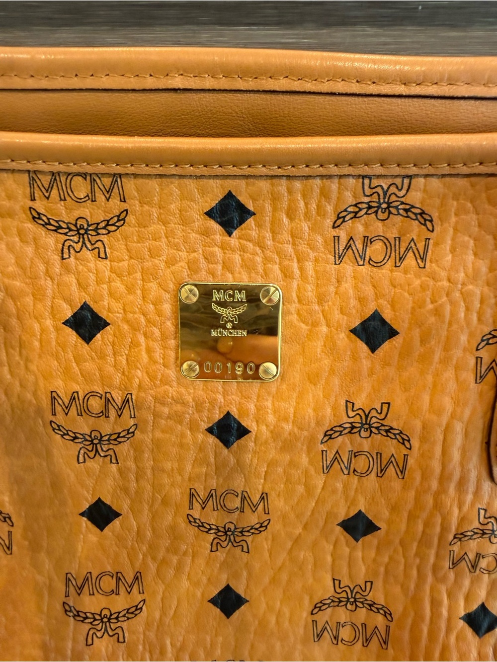 MCM Cognac Visetos Heritage Tote Bag - Picture 3 of 12